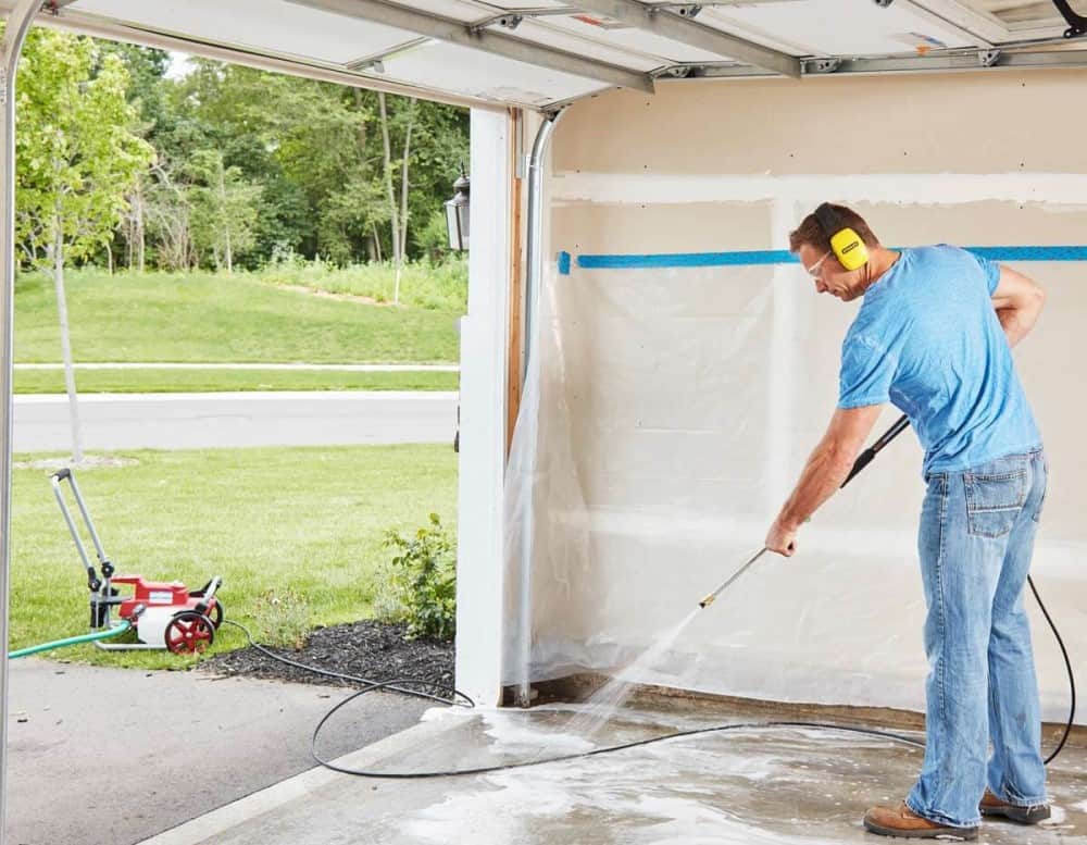 Pressure Wash Garage Floor